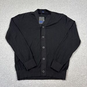 NWT Kiton KNT Men Sz L Black Lightweight Cotton Cardigan Luxury Made in Italy